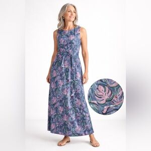 UV Skinz V Neck UPF 50+ Limited Edition Floral Print Maxi Dress Size M NWT